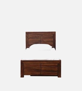 Premium Solid Sheesham Wood <b>Single</b> <b>Bed</b> <b>with</b> Underbed <b>Storage</b>, Natural Walnut Finish <b>Wooden</b> <b>Bed</b> Frame Bedroom Furniture - Product Image 4