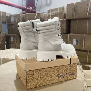 Stivaletti da <span class=keywords><strong>Donna</strong></span> Foderati in Pile Caldo, Texture Scamosciata, Allacciatura, Suola Spessa, <span class=keywords><strong>Beige</strong></span>, <span class=keywords><strong>Stivali</strong></span> Invernali Casual alla Moda per Signore - Product Image 3