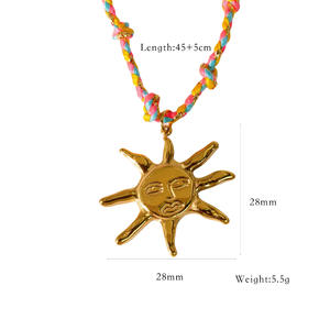 Harga pabrik kartu <span class=keywords><strong>Tarot</strong></span> Enamel wanita kalung liontin besi tahan karat emas 14K cherry hati merah untaian tali katun warna-warni - Product Image 6