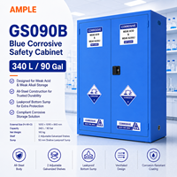 Armoire de stockage pour produits acides et alcalins faibles 340L 90 Gallons en acier bleu à double porte, armoire de sécurité pour laboratoire et entrepôt, approvisionnement B2B