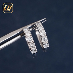 Boucles d'oreilles créoles CHOYUE classiques en diamant de laboratoire taille brillant, en argent sterling plaqué rhodium, certifiées IGI, tendance pour femme - Product Image 2
