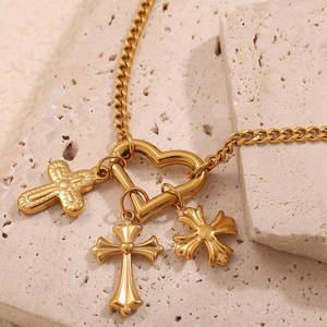 Colgantes y dijes de moda de acero inoxidable 316L chapados en oro PVD de 14K y 18K personalizados para hacer pulseras y dijes de cruz para la creación de joyas. - Product Image 3