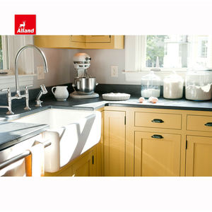 Alland Frame Encart Jaune Peint Laque Shaker Farm Design Import Armoire de cuisine moderne avec Washbin Clean Grille Island - Product Image 5