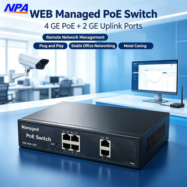 Gigabit 4GE PoE +2GE Uplink Port Web Managed PoE Switch 60W Built in Managed Ethernet Switch for CCTV IP Camera WiFi AP 3324GE
