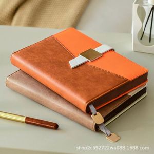 A5 PU Notebook Hardcover Metal Pendant <b>Bookmark</b> Oil Edge High-end Enterprise Customized LOGO Advertisement Wholesale - Product Image 3