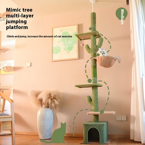 Gatto TreeCactus dal pavimento al soffitto torre del gatto con 5 livello gatto arrampicata torre con piattaforme amaca accogliente e palle penzolanti - Product Image 5