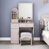 Table de toilette moderne et simple pour chambre à coucher, chaise, coiffeuse avec miroir