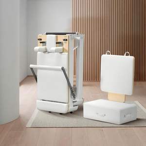 <span class=keywords><strong>Reformer</strong></span> Pilates Portable Pliable en Acier pour Usage Domestique, Équipement de Yoga et d'Entraînement de l'Équilibre, Lit de Pilates Blanc - Product Image 3