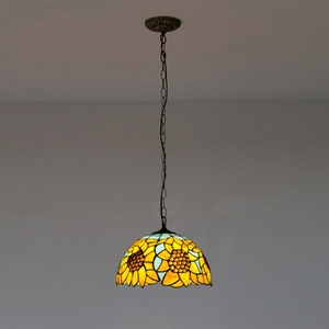 LongHuiJing Stained Glass Pendant <b>Light</b> with 1 <b>Light</b> in Sunflower Patterned Shade - Product Image 3