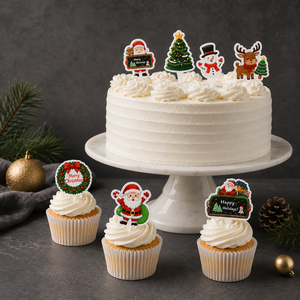 Décoration de gâteau de Noël, ensemble de décoration de gâteau, mini cartes créatives pour gâteaux d'<span class=keywords><strong>anniversaire</strong></span> et desserts - Product Image 3