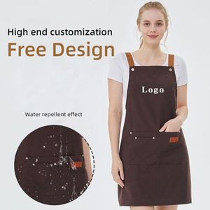 Custom Logo Sleeveless Cotton Bib <b>Apron</b> Reusable <b>Kitchen</b> Cooking Chef and Beauty Salon Hairdresser for Working Waitress - Product Image 3
