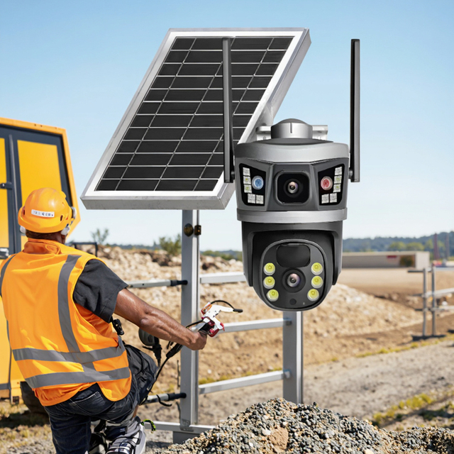 COSFLOW VFLOW Dual Lens Outdoor Solar Powered CCTV Camera IP66 Waterproof Wireless WiFi 4G PTZ Night Vision for Monitoring