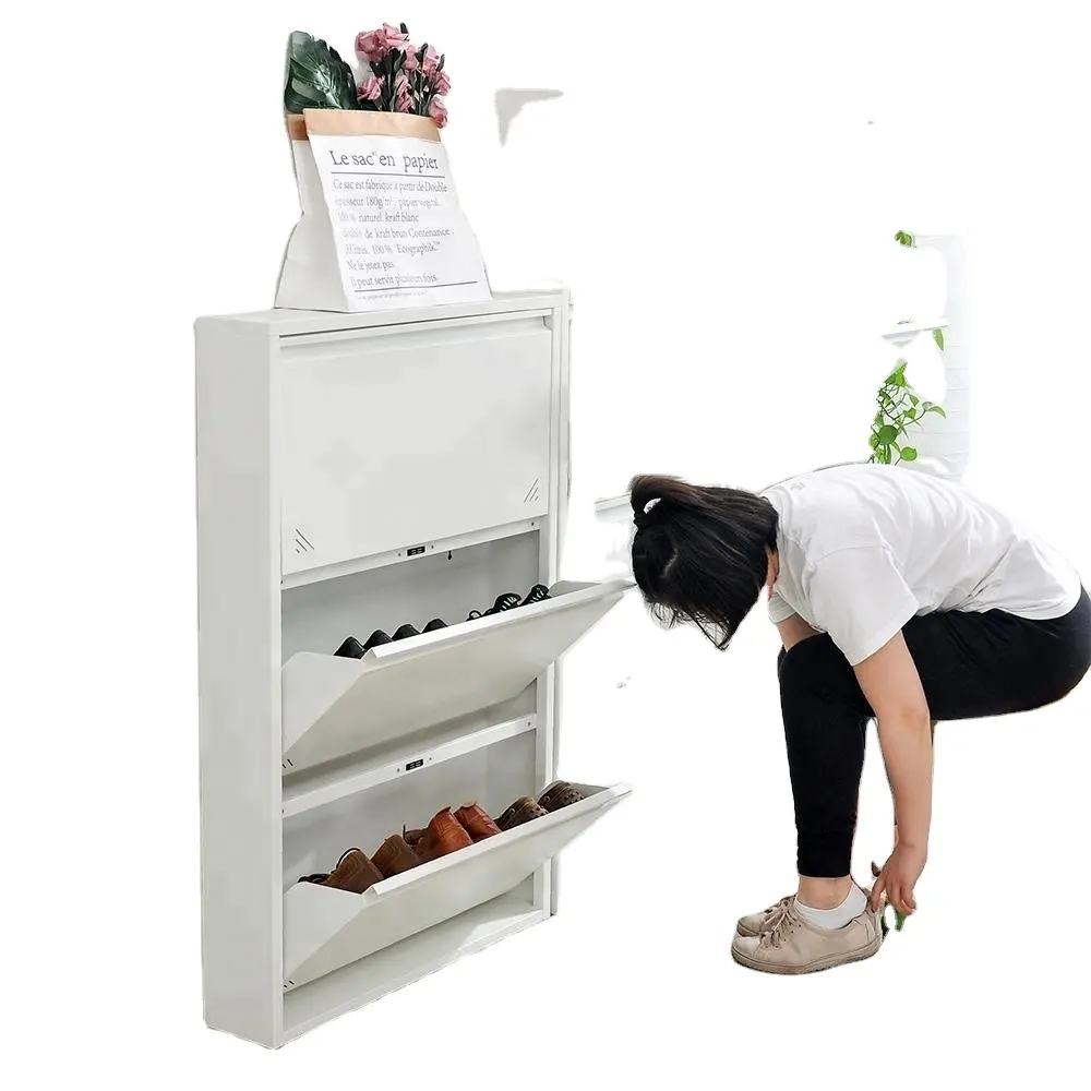 Family furniture shoes rack new design portable shoe rack cabinet organizer storage cupboard with 3 drawers
