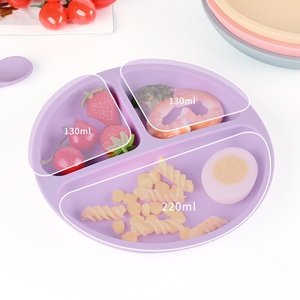 Personnalisé sans BPA bébé alimentation bambin dîner collant compartiment aspiration enfants Silicone plaque divisée avec couvercle pour enfants - Product Image 4