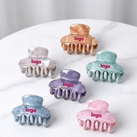 Pinces à cheveux en acétate de cellulose marbré Ume, taille moyenne, 4,5 cm, type requin, pour queues de cheval hautes et coiffures mi-hautes
