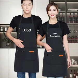 Cafe Bar Barista Uniform For Women Waitress Cotton Apron Wear-resistant Tool Reusable Restaurant Aprons For Hair Waterproof