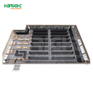 Combo para Supermercado Highbright: Estantes Metálicos Resistentes, Refrigerador Abierto y Mostrador de Caja - Product Image 6