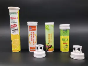 Botol Tabung Effervescent Plastik, untuk Pembersih Gigi Tiruan dengan Tutup Pengering untuk Vitamin Tablet Vitamin