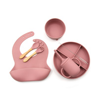 Ensemble repas bébé en silicone, base ventouse, sans BPA, couleur et logo personnalisables, assiette, cuillère, tasse - Vente chaude