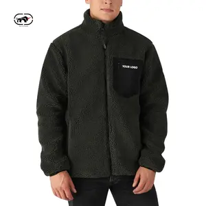 High Quality OEM Design Embroidered Sherpa Fleece Jacket Full Zip Up Custom Logo Fleece Jacket