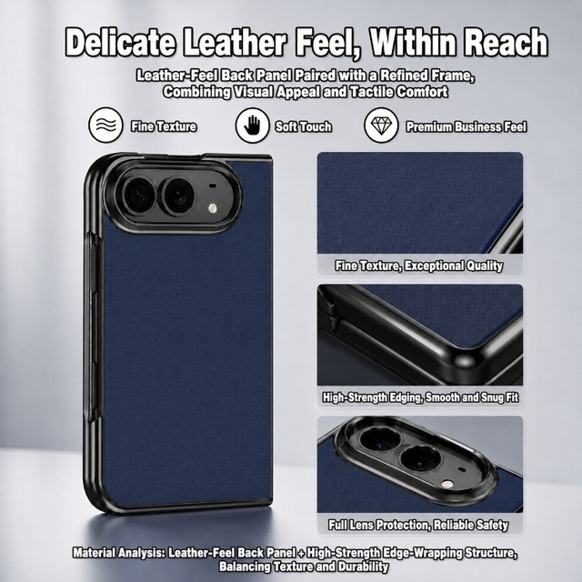 C0459 Plain Full Lens Protection Leather Business Luxury Minimalist Premium Phone Case for iPhone Duo