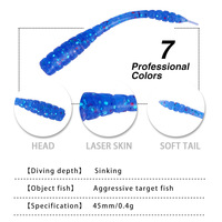 50 pcs 0.4g/4.5cm ver de terre simulation de silice gel mouche grub doux appâts senko worms silicone leurres de pêche en vrac pas cher