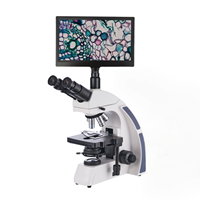 Microscope biologique numérique trinoculaire avec écran de 11,6 pouces, caméra 5MP, microscope de laboratoire USB