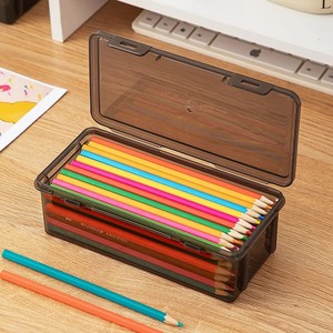 Touch Room Color Pencil Case With Markers Transparent And Black Storage Box For Students Art Supplies - Product Image 2