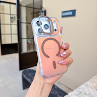Étui de téléphone antichoc holographique à protection intégrale 360° en TPU+PC avec support magnétique pour 15 Pro Max/Pro/Plus