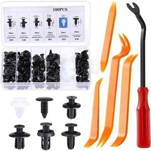 100 pièces de <span class=keywords><strong>clips</strong></span> de fixation automobiles mixtes, retenues à pousser pour carrosserie, rivets en <span class=keywords><strong>plastique</strong></span> à surface lisse, pour pare-chocs et garnitures de porte - Product Image 1