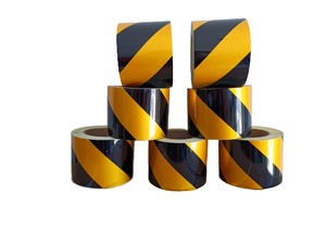 Ruban de signalisation de danger noir/jaune rouge/blanc de 10 cm x 50 m pour utilisation routière - Product Image 3