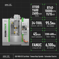 Centre d'usinage vertical CNC VMC1160 à guidage linéaire, BT40, 10000 tr/min, déplacement axial de 1100 mm, machine de fraisage de métaux robuste