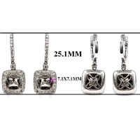 Boucles d'oreilles pendantes pour coussin, couleur, or blanc, or, diamants naturels, forme invisible, prix d'usine, nouveau Design OEM, 18k