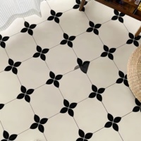 Earl Vintage Noir Blanc Carrelage en Céramique de Porcelaine Antidérapant Carrelage de Sol en Faïence pour Cuisine Moderne Salle de Bain Flora Restaurant