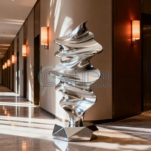 Tượng điêu khắc nghệ thuật trừu tượng bằng thép không gỉ lớn, trang trí nội thất cảnh quan, tùy chỉnh trang trí sảnh khách sạn - Product Image 3