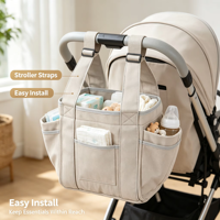 Organisateur de poussette multi-poches en toile, sac à couches, sac de rangement pour poussette, logo personnalisé, OEM, ODM, vente en gros d'usine pour les voyages quotidiens