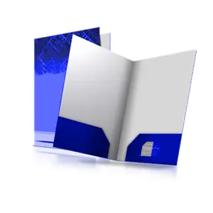 Custom Logo 2 Pockets Business School A4 Document Paper Presentation Files Folders with Card Slot