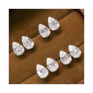 Xinfly Classic 0.2ct Solid Pure 18K Gold Natural Diamond <b>Stud</b> <b>Earrings</b> Water Drop <b>Fine</b> Jewelry - Product Image 1