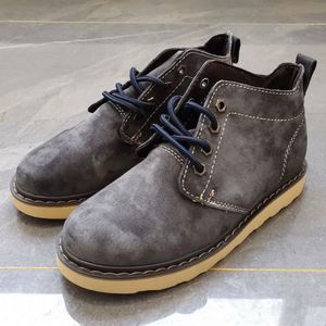 Men's Faux Suede Lace-Up Walking Shoes Round Toe Breathable Rubber Outsole All Seasons Gray Brown Tan - Product Image 5