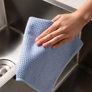 Waffle Weave Kitchen Towels Thick Microfiber Dish Drying Towels Absorbent Tea Hand Towel Lint Free Opp Bag White Solid Color MSY