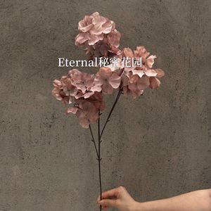 Hydrangea artificiel Secret Garden à trois têtes, fleur en soie blanche, décoration de mariage, décoration de la maison - Product Image 3