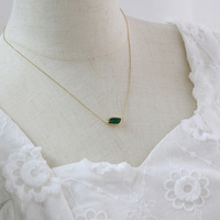 Collier en acier inoxydable plaqué or 18k en forme de feuille, jade, émeraude, pierre d'agate naturelle, pendentif, ensemble de bracelets pour femme