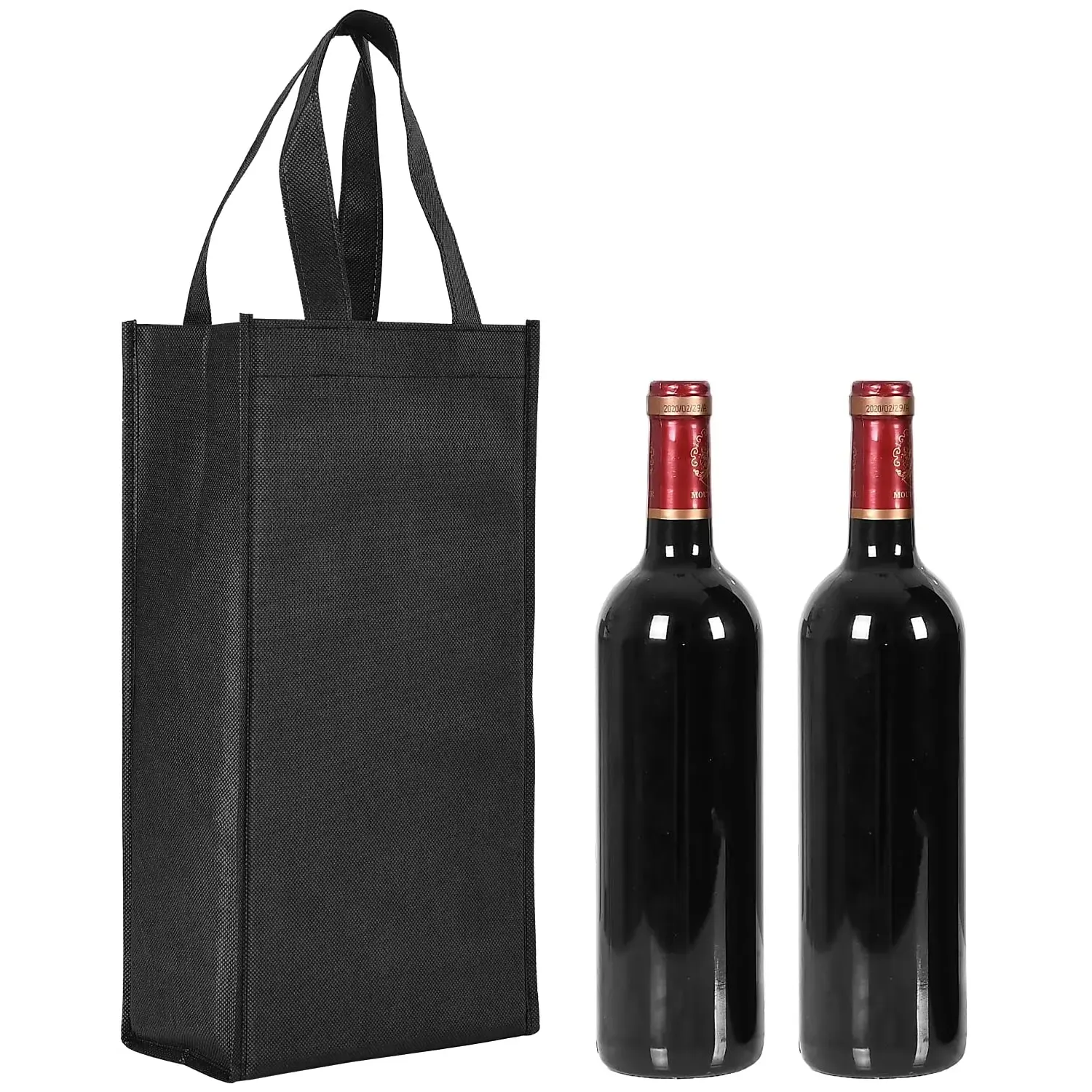 Promoción, económica, cómoda, ecológica, no tejida, bolsa de vino con logotipo personalizado
