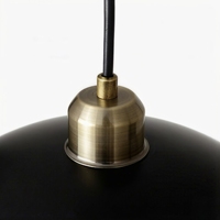 Lustre rond de style nordique, finition noire mate, feuilles d'or, métal, décoration pour la maison et le bureau, E26 LED 250 mm