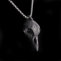 Collier pendentif corbeau sculpté en alliage style Viking nordique, nouvelle chaîne en acier inoxydable, décoration de cou européenne et américaine