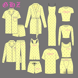Ensemble de pyjama court en coton côtelé à pois personnalisé pour <span class=keywords><strong>femme</strong></span>, vêtements de nuit d'été, vêtements de nuit pour femmes, ensemble 2 pièces - Product Image 1