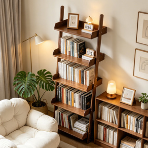 Modern Minimalist Floor Bookshelf Multi Layer Storage Rack For Home Bedroom Display Bamboo Style Space Saving Design - Product Image 3