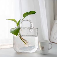 Vase de sac à main créatif moderne Transparent hydroponique Aquarium Arrangement de fleurs fraîches Salon Salle à manger Table verre Internet