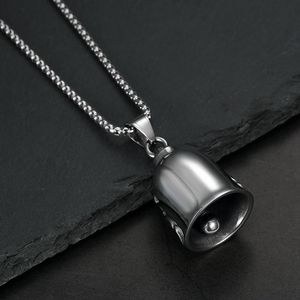 Colgante de campana de acero inoxidable con diseño de rosa y pistola para regalo de collar - Product Image 3