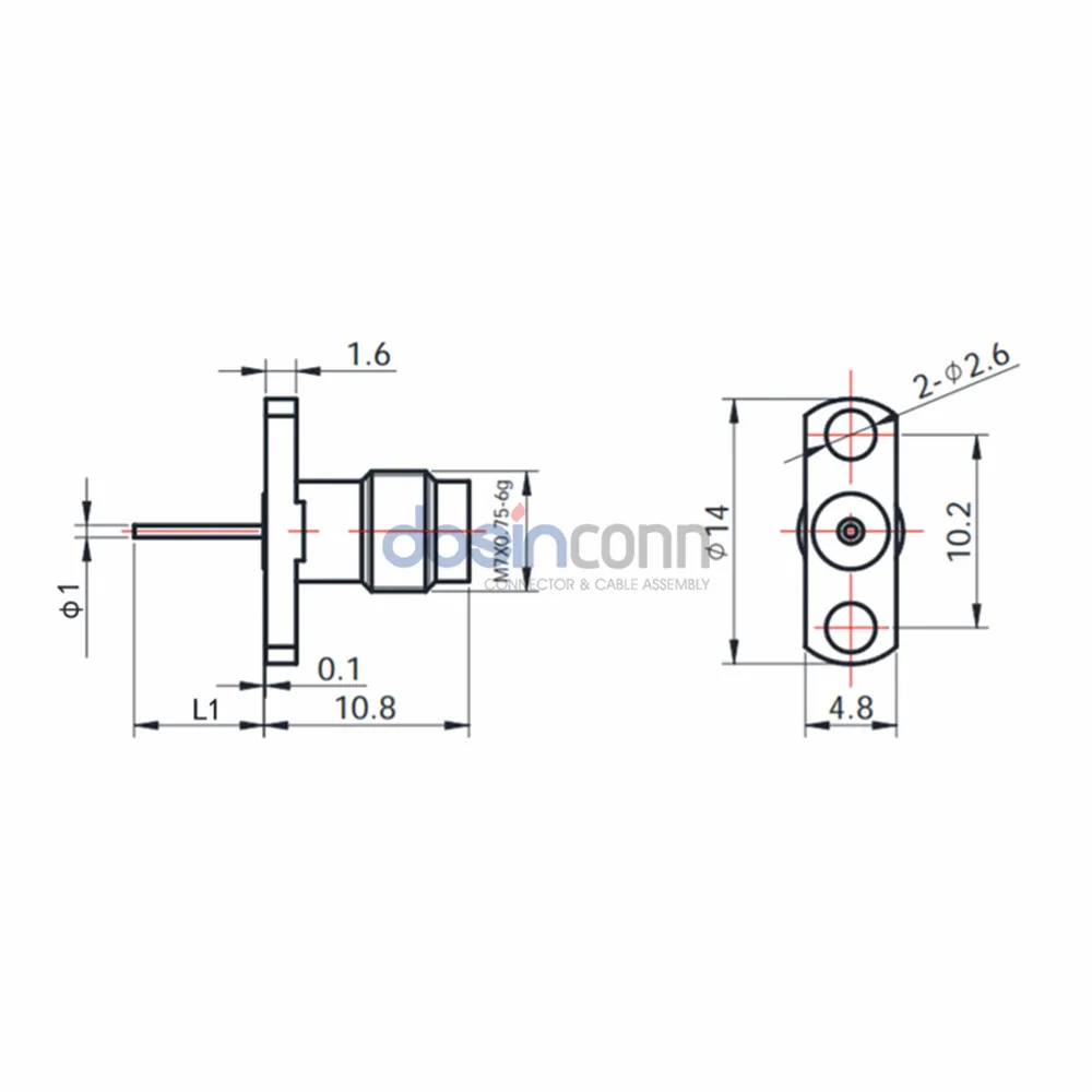 Stainless Steel 50ohm perempuan 2 Flange Mount 2.4mm konektor Microwave